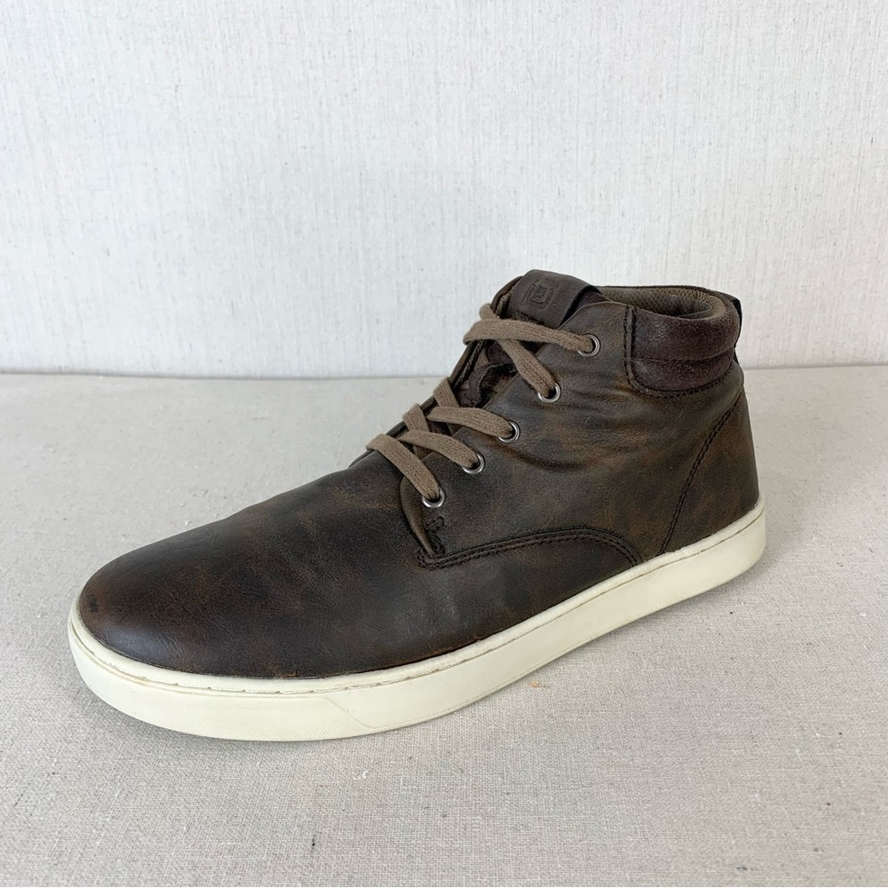 DayFive Men's Newcastle Brown Faux Leather Lace-Up Hi Top Sneaker - Size 10